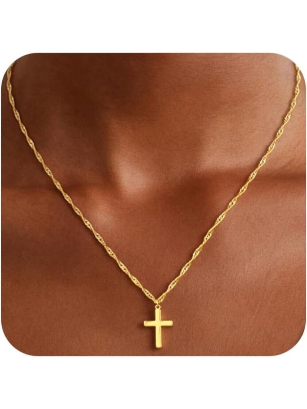 Women's 1-Gold 14k Gold Plated Cross Choker Minimalist Simple Dainty Necklaces